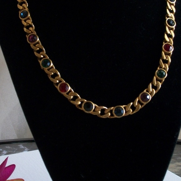 Vintage Blanca MultiColor Jeweled Gold Necklace - Picture 3 of 8